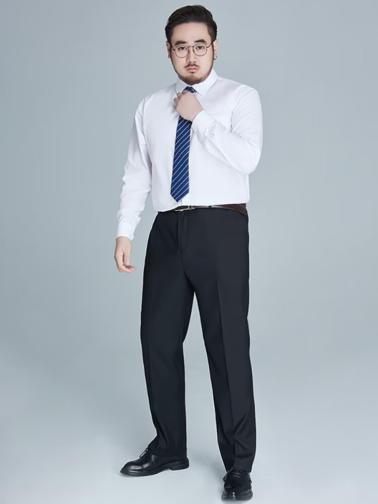 Ayoupang Large Size Formal Dress Pants for Men, Business Casual Solid Color Trousers, Plus-Size Loose Straight-Leg Work Pants for Office Wear 1