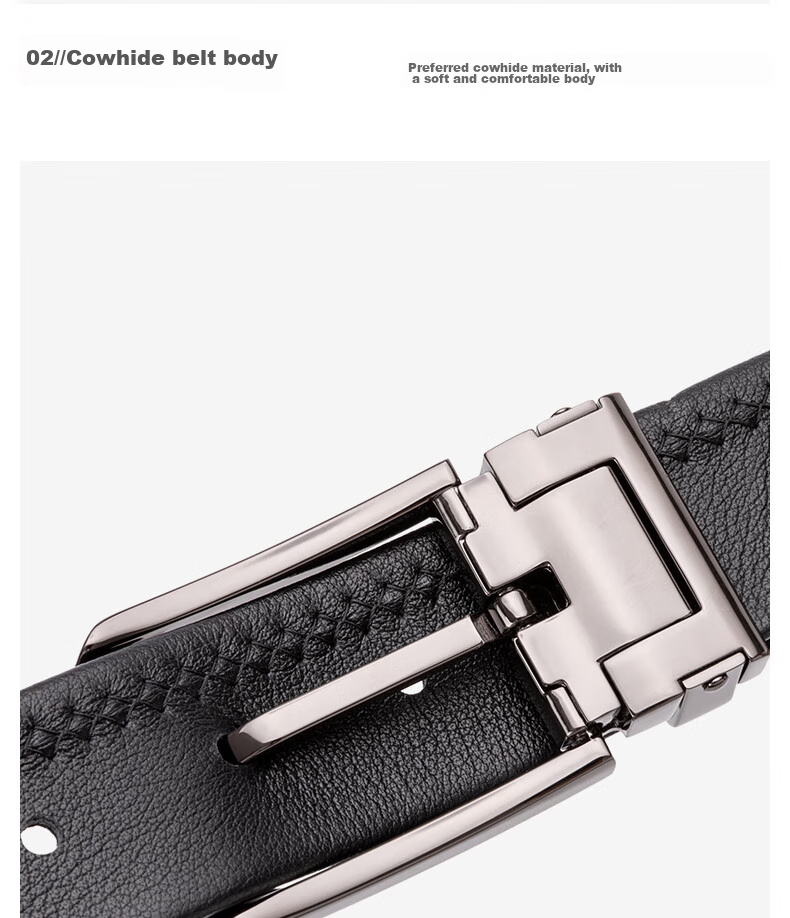 Aokang Men's Belt with Pin Buckle, Top-Grain Leather, Casual Business Waistband, Birthday Gift for Husband 9