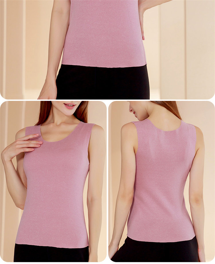 LangSha Women's Thermal Vest Slim Fit Autumn Seamless High Elastic Double-Sided Brushed Top Slimming Warm Underwear 19