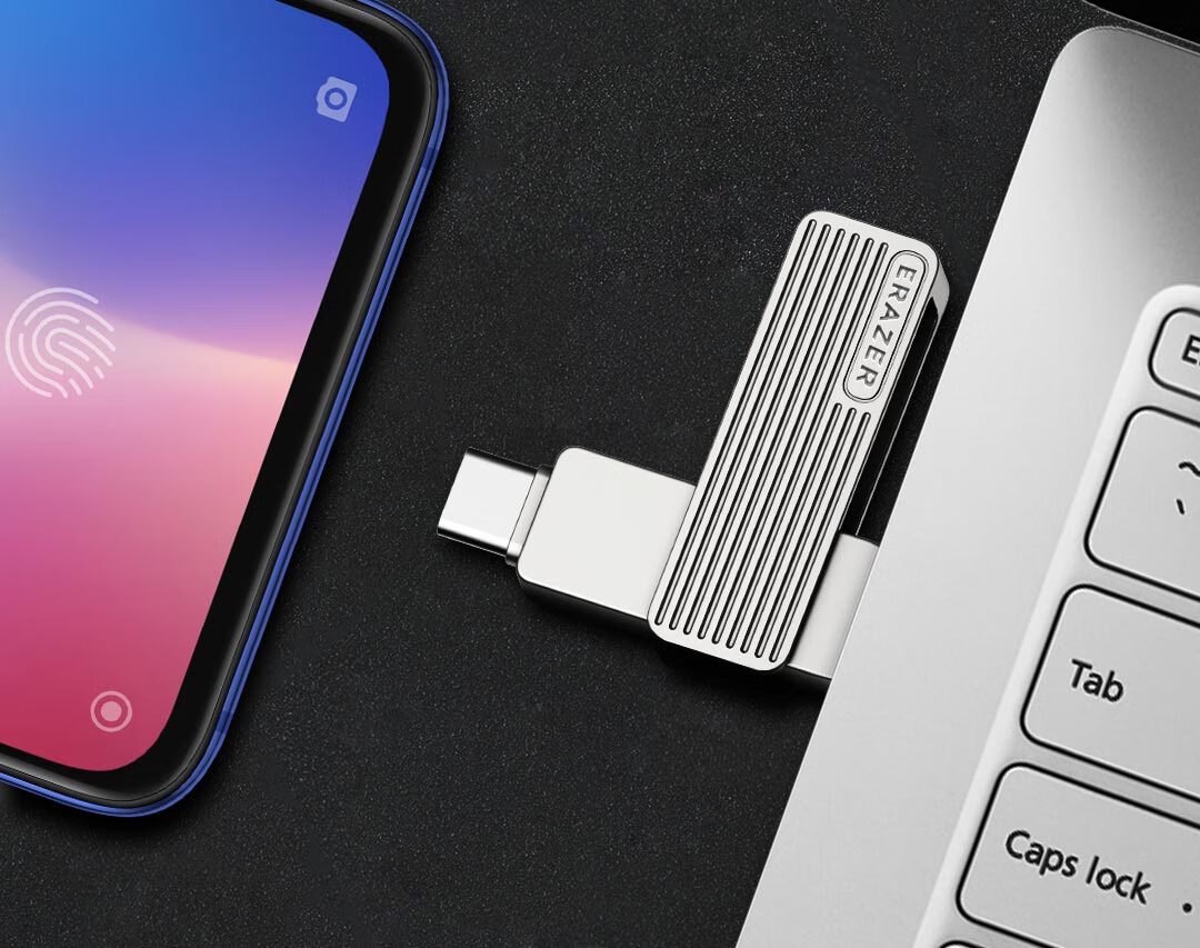Lenovo Invests in Brand Yinengzhe 128GB Type-C USB3.2 Flash Drive, F500 MAX Gun Color, 230MB/s, Dual-Use for Phone And Computer, 360° Rotation, Dual Interface Thumb Drive 7