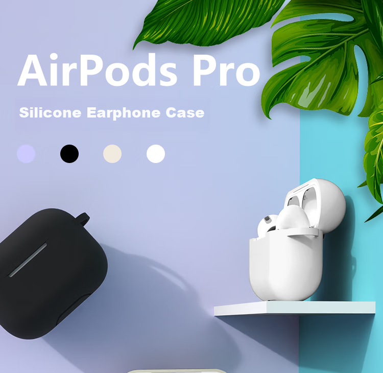 ESCASE AirPods Pro Protective Case, Apple Wireless Bluetooth Earphone Anti-Slip Cover, Shockproof Liquid Silicone Slim Storage Box with Hook, Anti-Fingerprint, Black 1