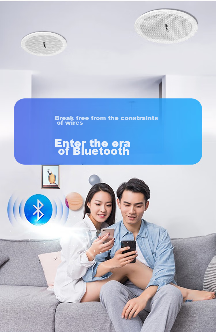 SAST G3 Wireless Bluetooth Ceiling Speaker Set, Recessed Ceiling Speakers with Built-In Amplifier, Active Background Music, for Home Living Room, Conference Room, Shop Broadcasting, Home Use, One-To 6