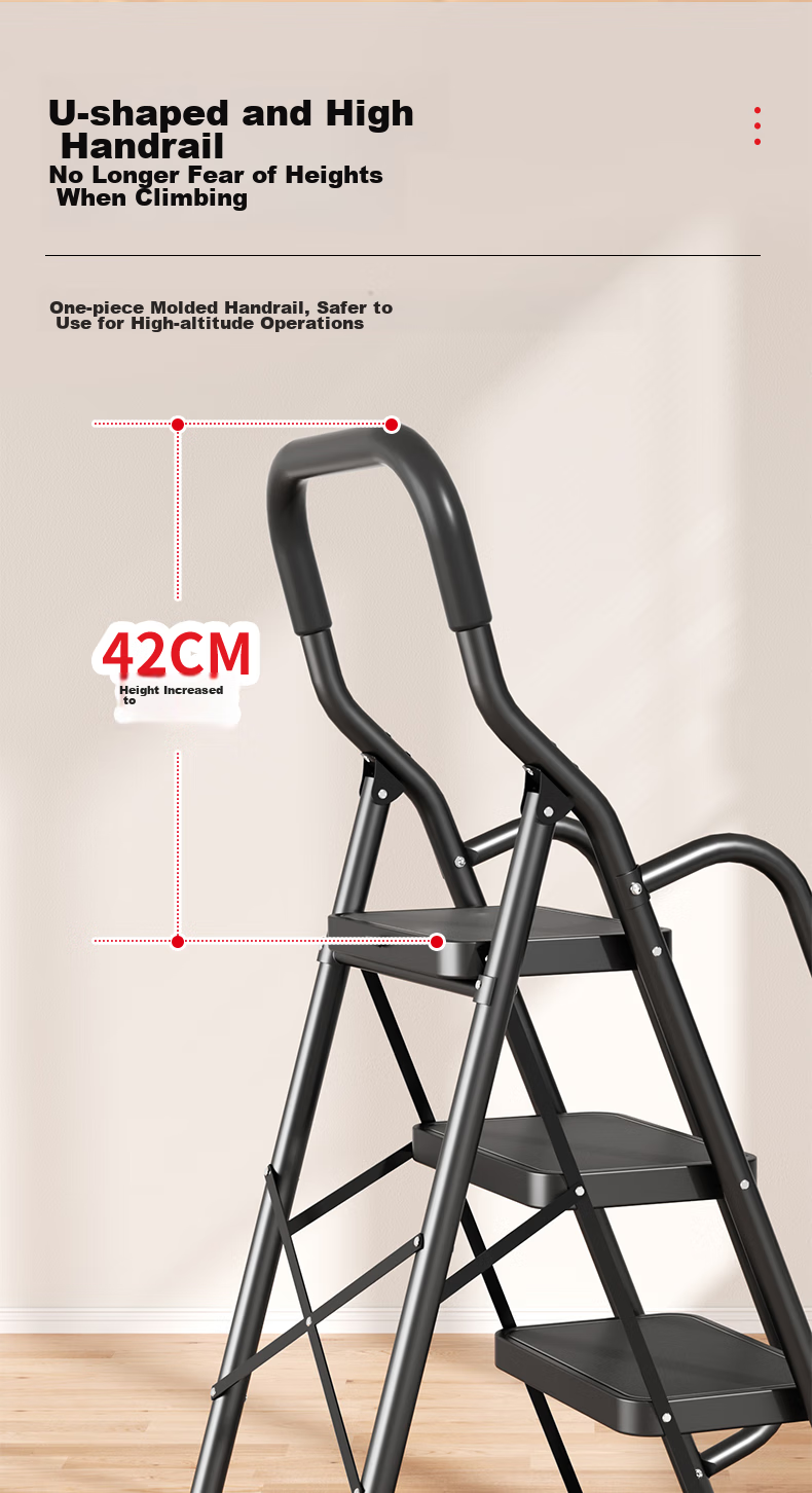 DU PONT Household Folding Step Ladder, 5-Step Thickened Carbon Steel Safety Ladder with Handrails 8
