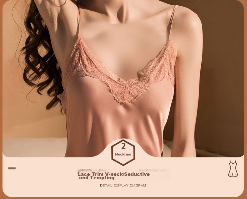 MAOHUO Pure Desire Ice Silk Nightgown for Women, Faux Silk Camisole Sleepwear, High-End Luxury Suspender Lingerie, Loungewear Gift Box 9
