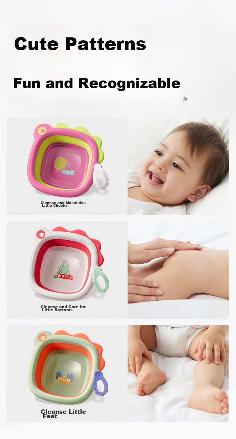Babycare Foldable Baby Washbasin with Hanging Hook, Starship Design, 2-Piece Set: Face Washing + Bottom Washing 2