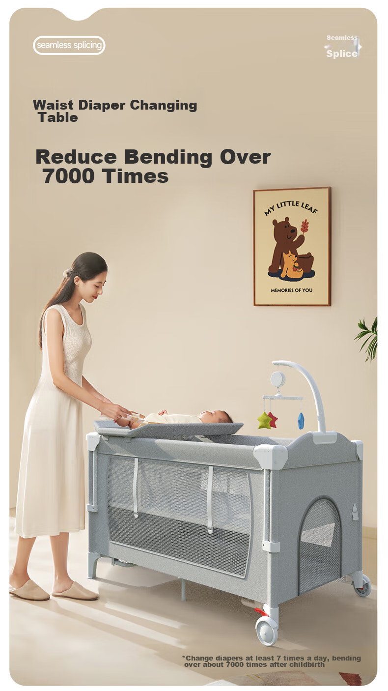 Leyunbaby Multifunctional Foldable Baby Crib, Portable Changing Table, Mobile Baby Soothing Station, Full Moon Gift 6