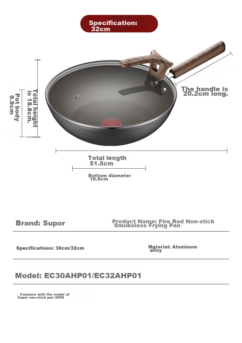 SUPOR Wok, Non-Stick Pan with Low Smoke, Oil-Saving Frying Pan, 32cm Stir-Fry Pan, Compatible with Induction Cookers, EC32AHP01 19