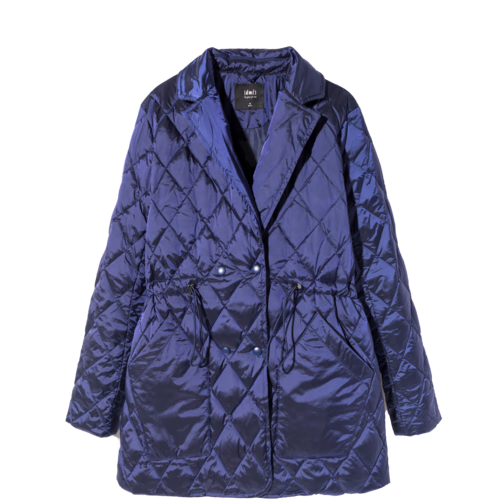 Dme [Diamond Pattern Short down Jacket] Winter Commute Lapel Drawstring Waist-Cinching Diamond Pattern Suit-Style down Jacket for Women, Short Style