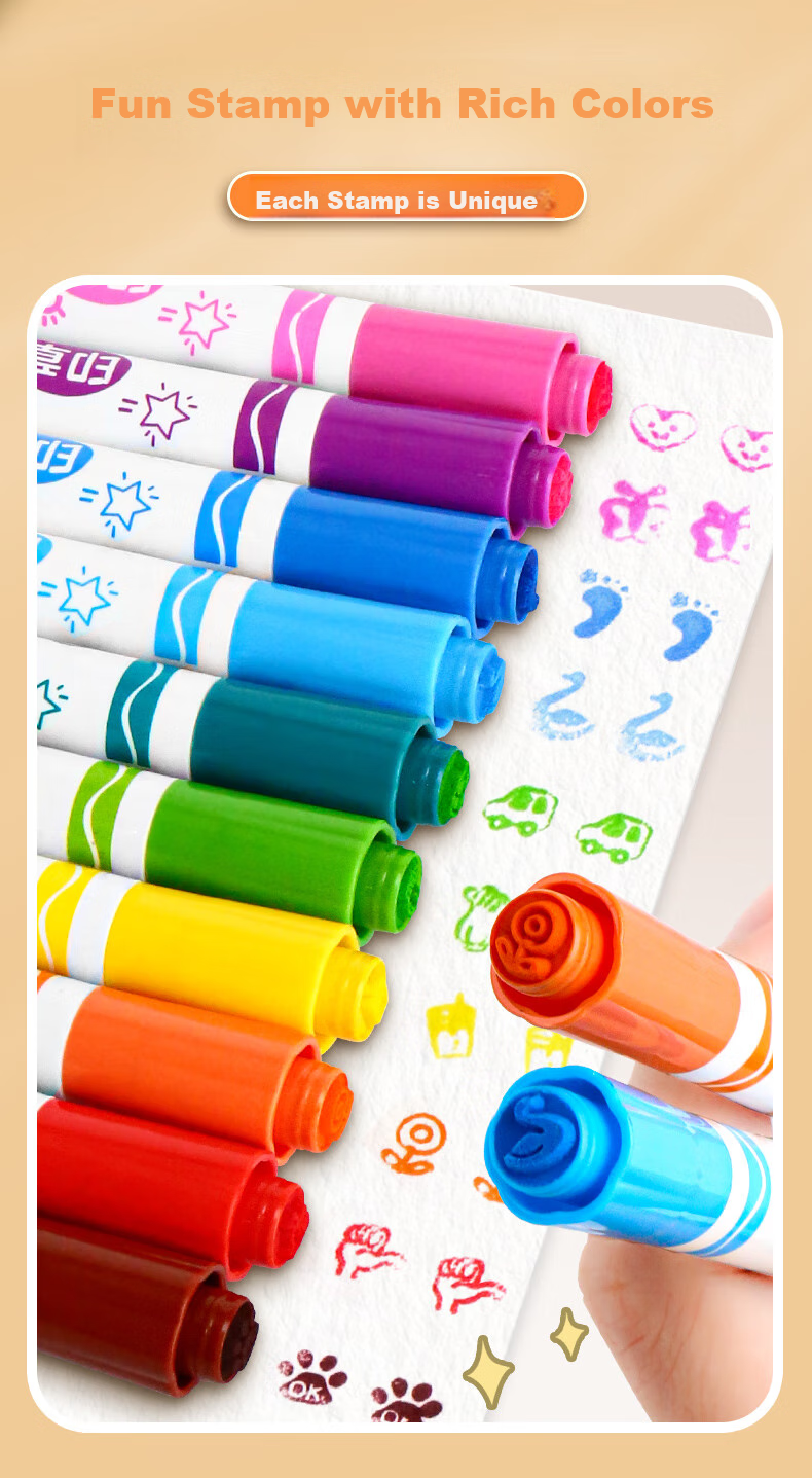GRASP 36-Color Stamp Watercolor Pens for Children, Refillable, Safe for Students, Washable, Non-Staining, Drawing Pens for Kindergarten, Painting, Doodling, First Grade Birthday Gift, Popular Product 3