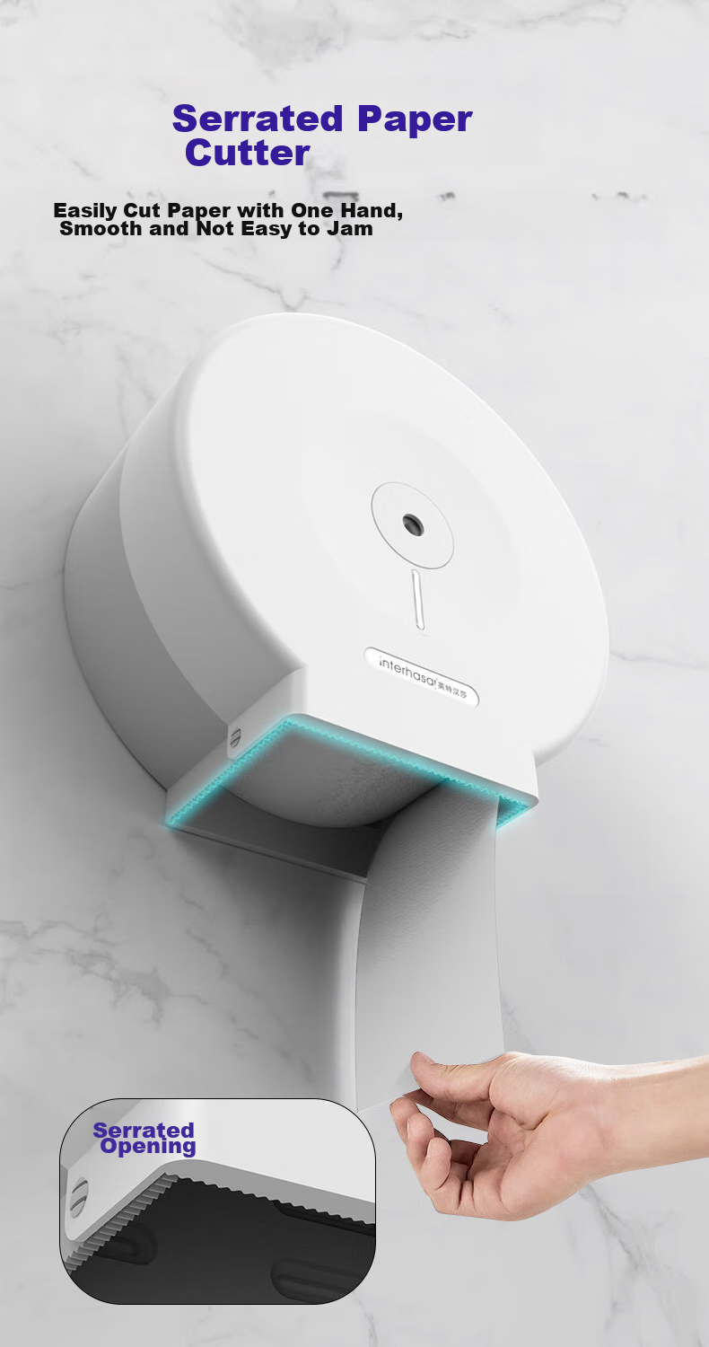 Interhasa! Large Roll Paper Dispenser Wall-Mounted Public Restroom Tissue Box Commercial Toilet Paper Holder No Drilling Required E51023 9