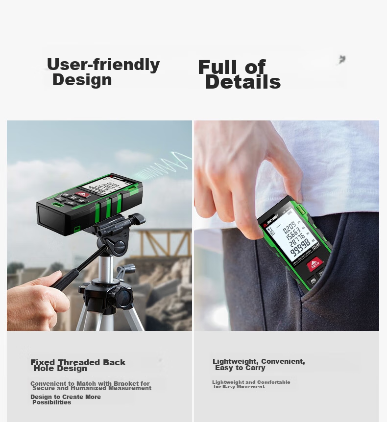 SNDWAY Laser Rangefinder, Infrared High-Precision Electronic Laser Ruler, Outdoor Measuring Device, Green Light SW-TG100Gpro 15