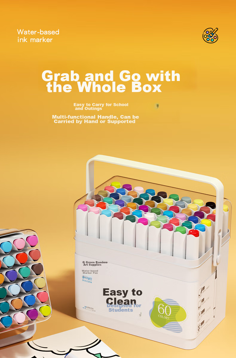 [Lowest Price Online] CHINJOO (CHINJOO) 36-Color Children's Markers, Water-Based Double-Ended Alcohol-Free Student-Specific Watercolor Pens, Washable Drawing Set, Art Sketching Kit 13