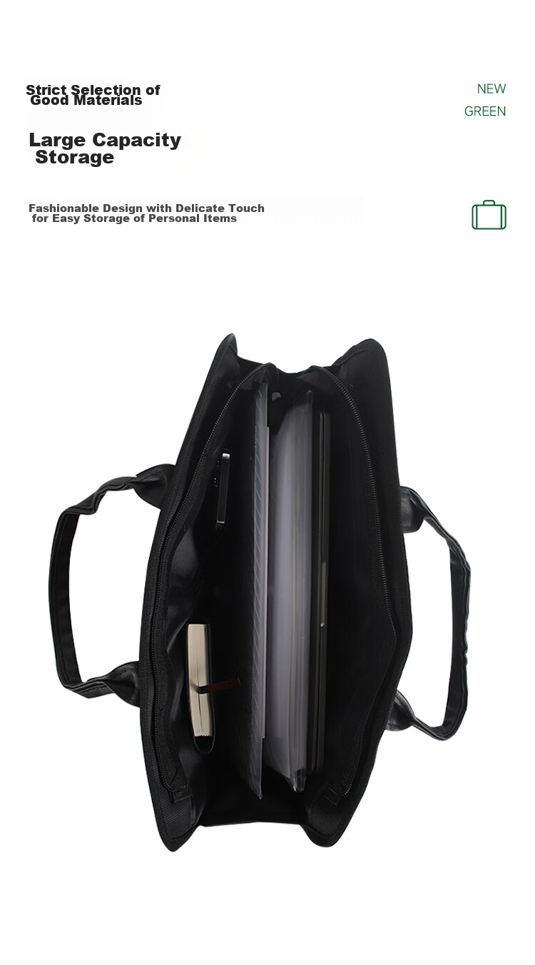 TANGO Office Handbag/conference Bag/business Bag/document Bag/laptop Bag/briefcase, Business Zipper Storage Bag for Men And Women, Thickened, Black LH218 5