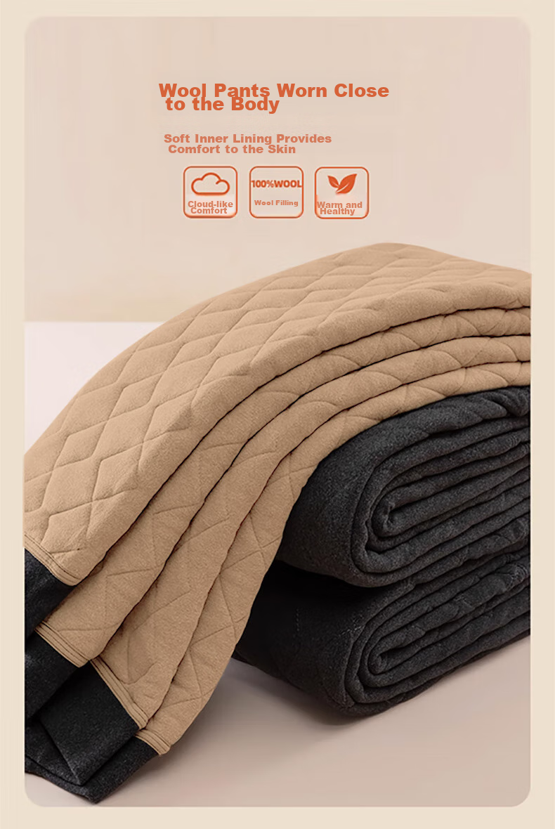 LangSha 100% Wool Thermal Pants for Men [26 Autumn And Winter New Product], Thickened Silk Knee Protection, Extra Thick Cold-Resistant Cotton Pants 2