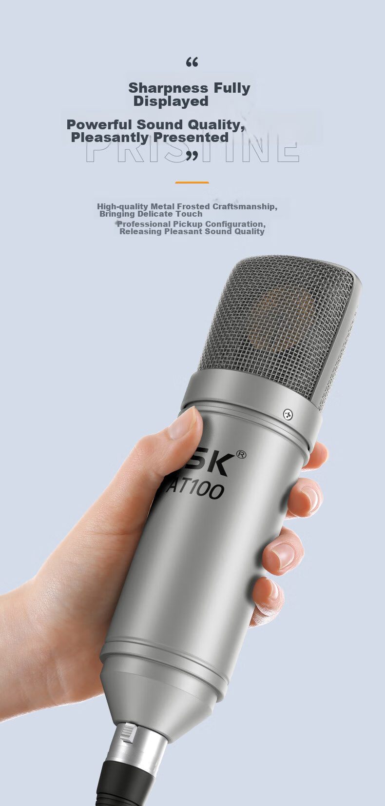 ISK AT100 Microphone Live Streaming Sound Card Equipment Complete Set for Mobile Phones, Karaoke, Computer Singing, Electronic Music, Shouting, Recording, Universal Wired Condenser Microphone 5