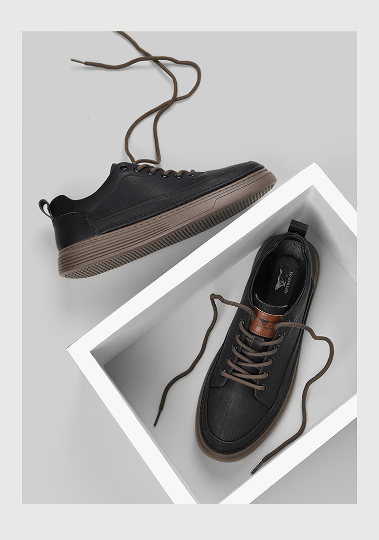 SEPTWOLVES Men's Versatile Shoes, Men's Sneakers, Men's Leather Shoes, Casual Shoes for Men W8333083270 Black-Brown 38 6