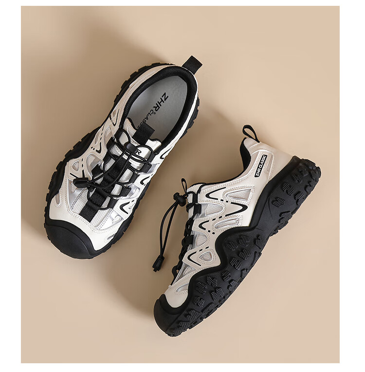ZHR Women's Hiking Shoes, Casual Outdoor Sports, Lightweight River Tracing Shoes, Versatile Patchwork Women's Shoes, G683, Apricot Color, Size 38 11