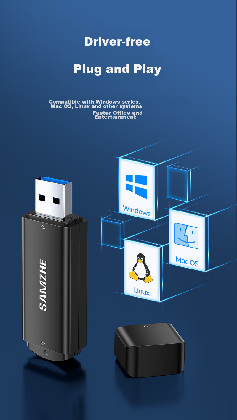 SAMZHE USB3.0 High-Speed Card Reader, Multifunctional SD/TF Card Reader All-In, Supports Smartphones, DSLR Cameras, Dash Cams, Surveillance Memory Cards CRA01B 8