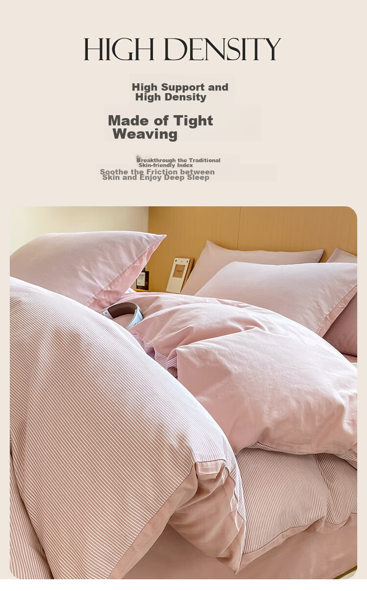 Wuyinliangpin Pure Cotton Bedding Set, 100% Cotton Bed Sheet Four-Piece Set with Duvet Cover, 220*240cm, for 1.8/2.0 Meter Bed 8