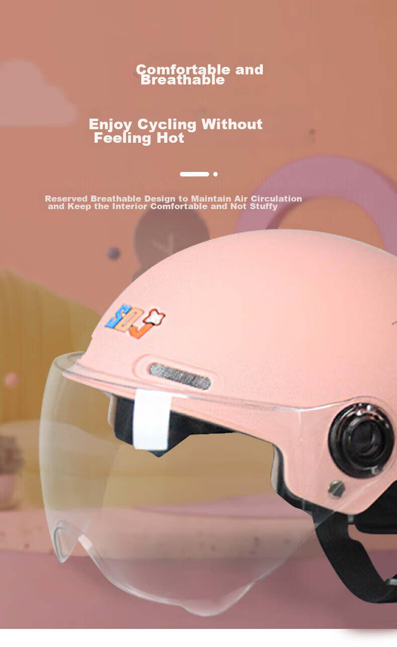 Chexiaocheng Children's Helmet for Ages 6-12, 3C Certified, All-Season Electric Scooter Safety Helmet, Motorcycle Half Helmet, Electric Bike Safety Cap, Pink 4