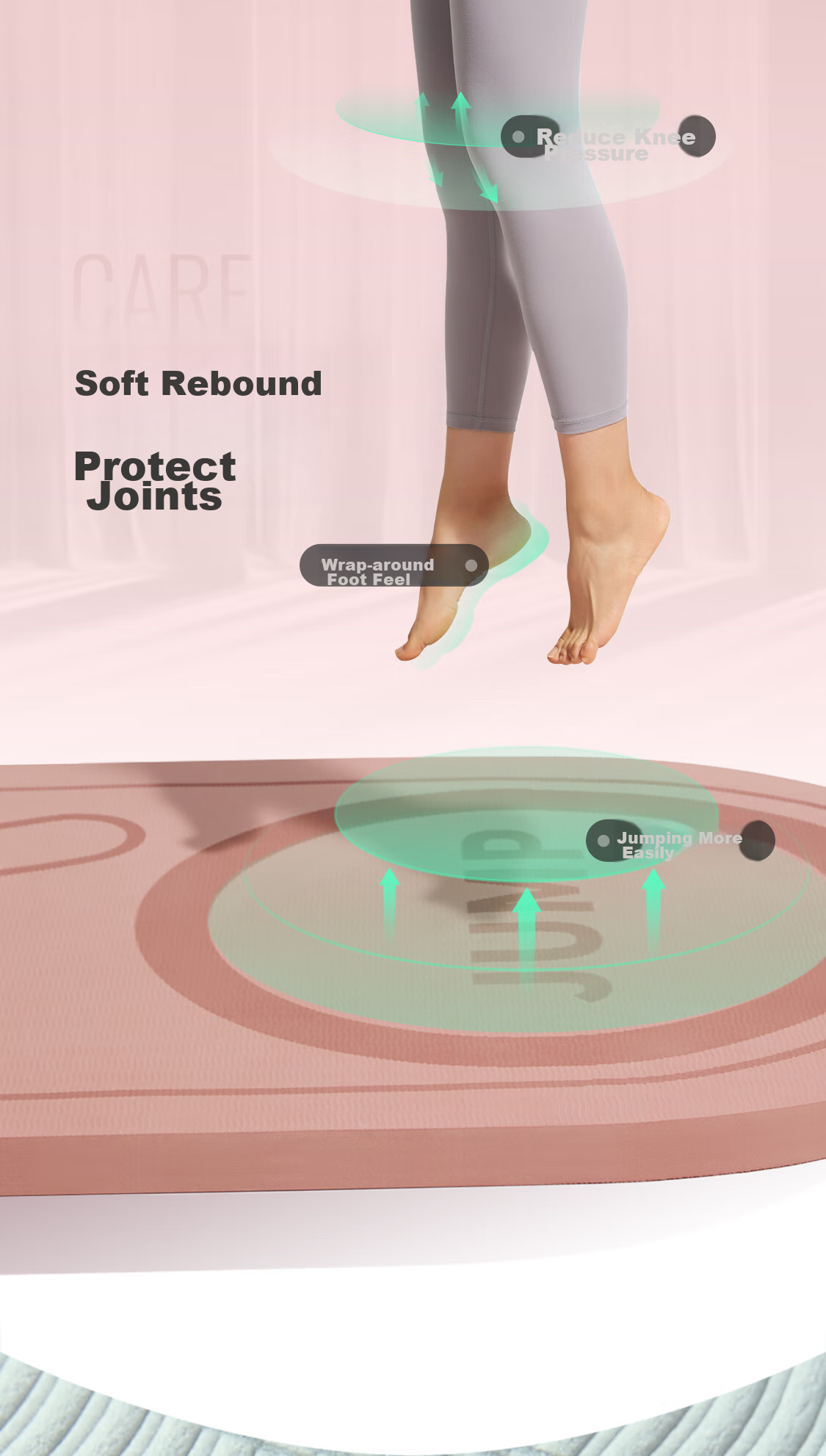 Keep Jump Rope Shock-Absorbing Pad, Soundproof, Thickened 12mm, Women's Sports Fitness Silent Rope, with And without Rope, Indoor Home Use 5