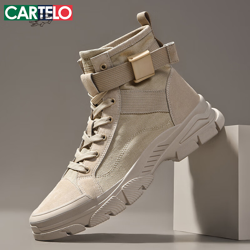 CARTELO Men's High-Top Martin Boots, Autumn And Winter British Style Boots, Men's Work Boots, Hiking Outdoor Safety Shoes