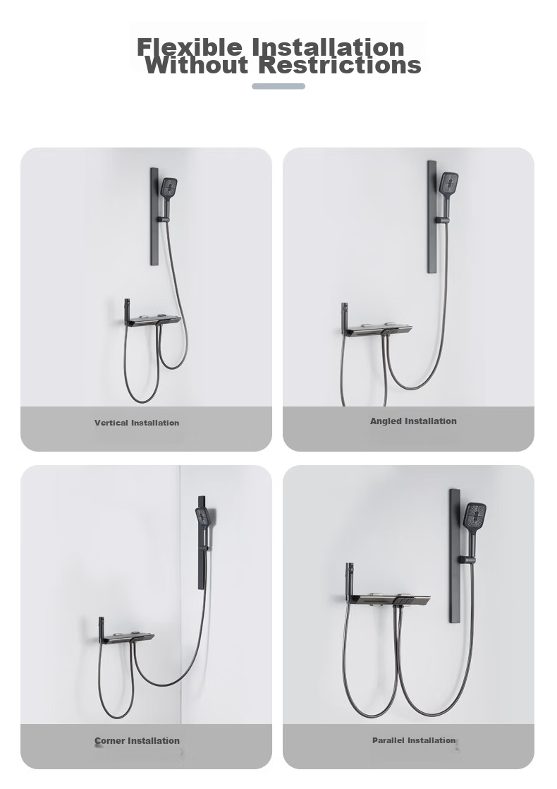 HUIDA Constant Temperature Shower Head Set with Brass Body, Home Bathroom Pressure-Increasing Shower Head Complete Set H-DW699 8