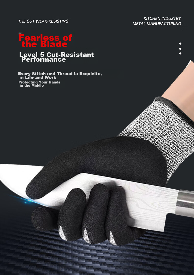 SHENGLI NITEX® Level C Cut-Resistant Gloves, Protective Anti-Cutting Double-Layer Nitrile Coated Palm, Woodworking Anti-Cut Protection, Gray N3303, Size L, 1 Pair 4