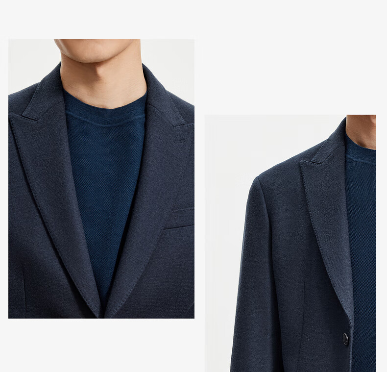 Goldlion [50% Wool] Spring/Summer 2024 Men's Suit Lapel Elastic Slim Fit Business Jacket, Gray-Blue, Size 52A 5