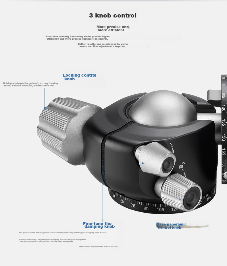 Leofoto Gimbal, Dual Panoramic 360-Degree Clamp, Photography And Videography, Mirrorless And DSLR Camera, Lightweight And Stable Professional Spherical Gimbal, LH-36R 9