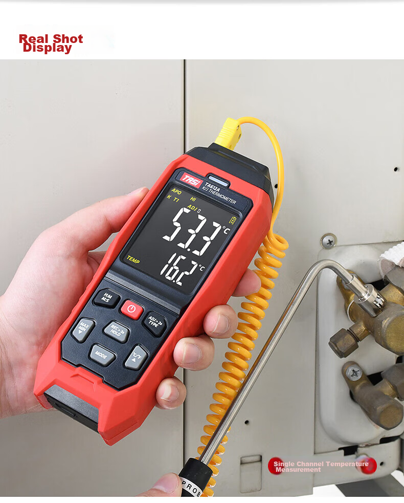 Teans Thermocouple Temperature Meter Multi-Channel Temperature Tester Recorder Contact Thermometer TA612C 10