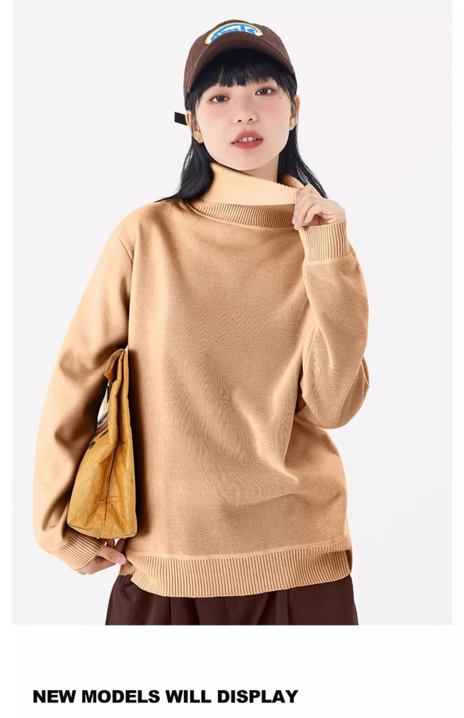 GENIOLAMODE Men's Turtleneck Sweater, Winter Simple Inner Layer Warm Base Knit Sweater, Khaki, XL 5