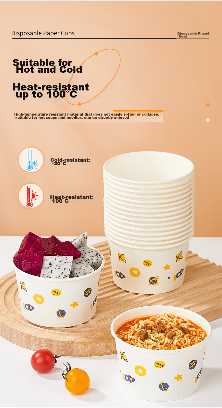 SHUANG YU Disposable Bowls, Thick Paper Bowls, 475ml*40 Pieces, Food-Grade Lunch Boxes, Picnic Boxes, Soup Bowls, Takeout Boxes 7