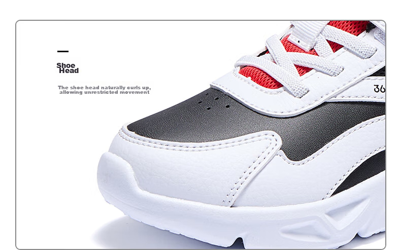361° Children's Shoes, Kids' Sports Shoes, Winter Season, Boys And Girls, Small Children, Leather Soft Elastic School Running Shoes, Black 27.5 33