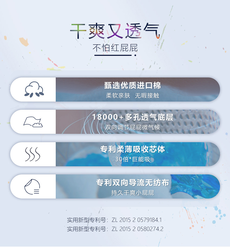 88808-露安适(lelch)婴儿纸尿裤干爽透气尿不湿 日用/夜用新生儿小包装多包装 多尺码可选 夜用-NB码30片*3包-详情图