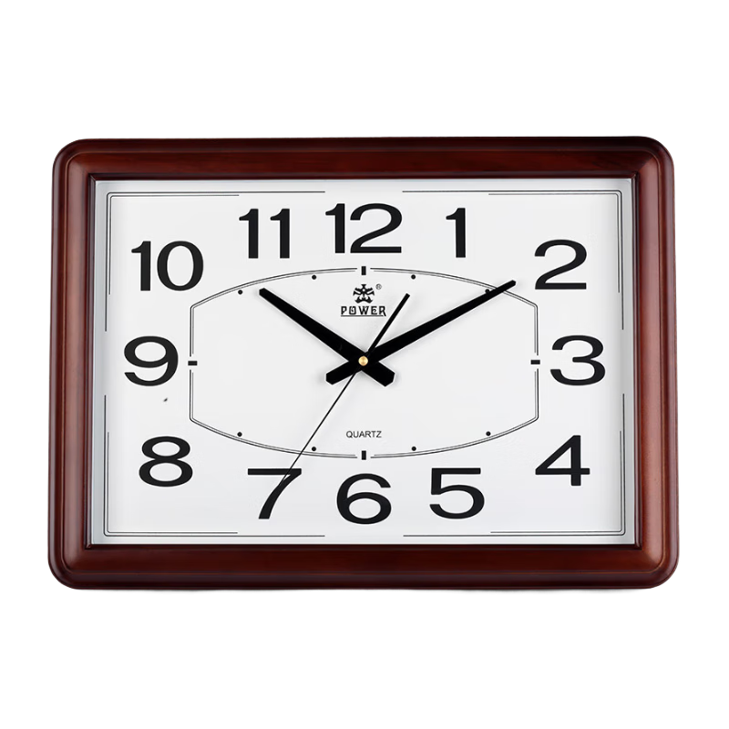 POWER Bawang Wall Clock, Length 54cm, Large Square Design for Living Room, Office Wall-Mounted, Chinese-Style Simple Wooden Wall Clock 1801CKS