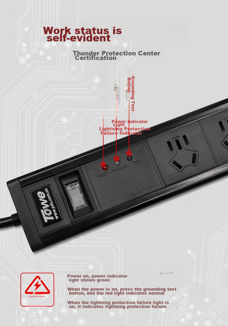 TOWE Economical Lightning Protection Desktop PDU Socket Surge Protector Anti-Surge Aluminum Alloy Shell Power Strip AP-1014S 10