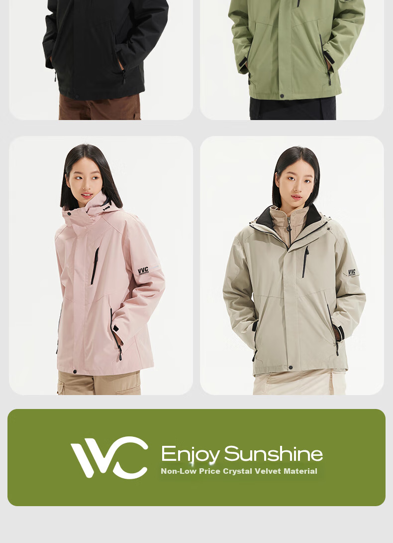 VVC Functional Windproof And Waterproof Jacket for Men And Women with Detachable Fleece Inner Layer, Warm Outdoor Coat, Cloud White, Size S 20