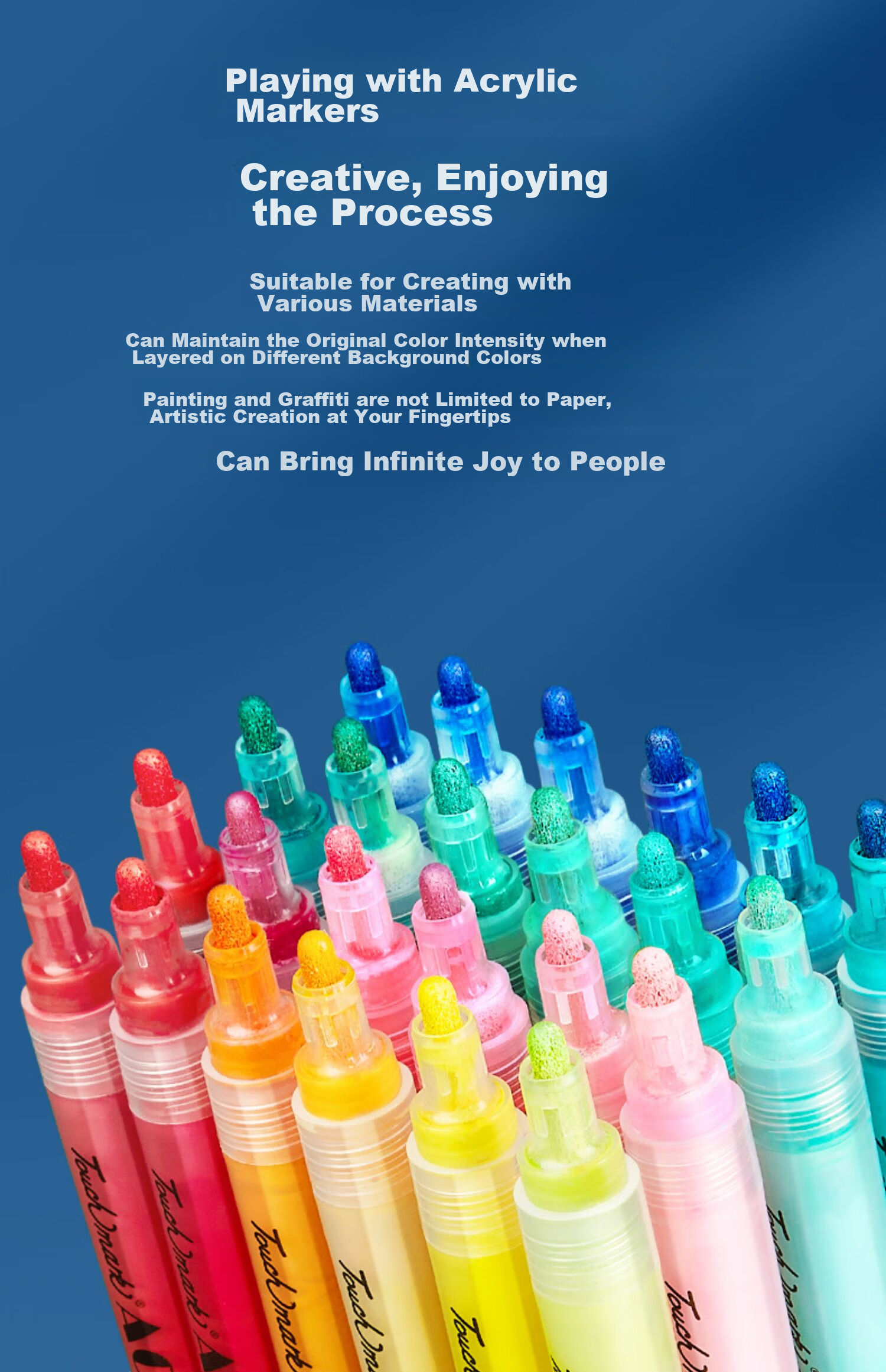 Touch Mark Acrylic Markers, 36 Colors, Children's Doodle Pens, Watercolor Pens, Drawing Brushes, Waterproof Hand-Drawn DIY Acrylic Paint, Specialized Student And Children's Gift, Art Educatio 11