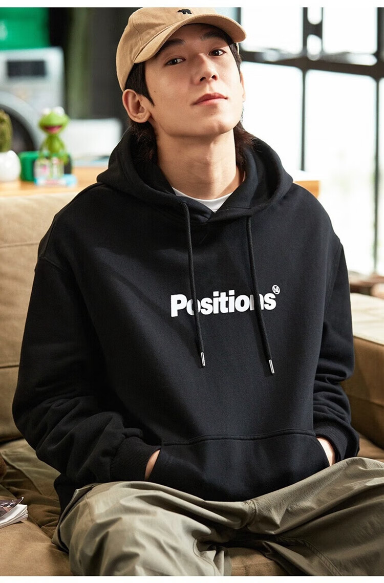 TonLion Autumn And Winter Men's Hoodie Sweatshirt, Men's Clothing with Single Row Text on Chest, Hooded Sweatshirt 15