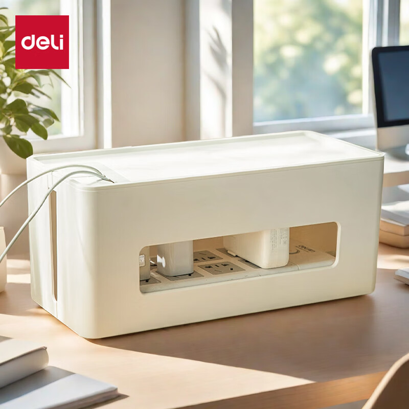Органайзер для проводов Deli 8921, настольный, для розеток, белый