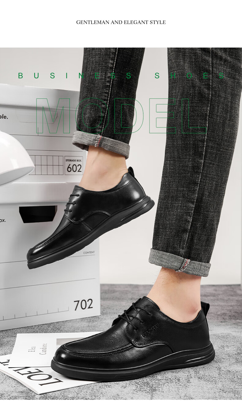 MULINSEN Men's Leather Business Casual Shoes, Breathable Soft-Soled Middle-Aged Dad Shoes L3241012 10