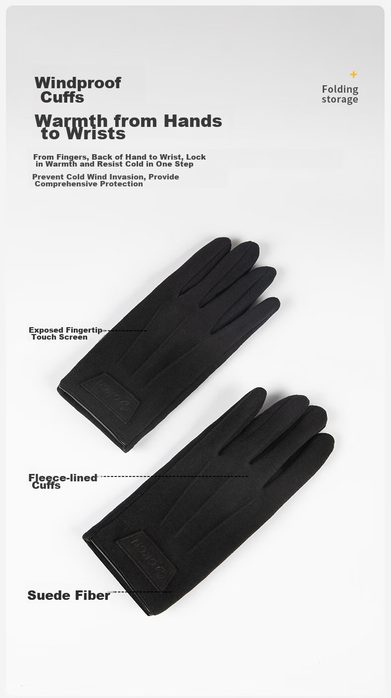 GRGN Gloves, Winter Men's Warm Cycling Gloves, Anti-Freeze, Windproof, Cold-Resistant, Touchscreen Compatible, Knitted Gloves 6