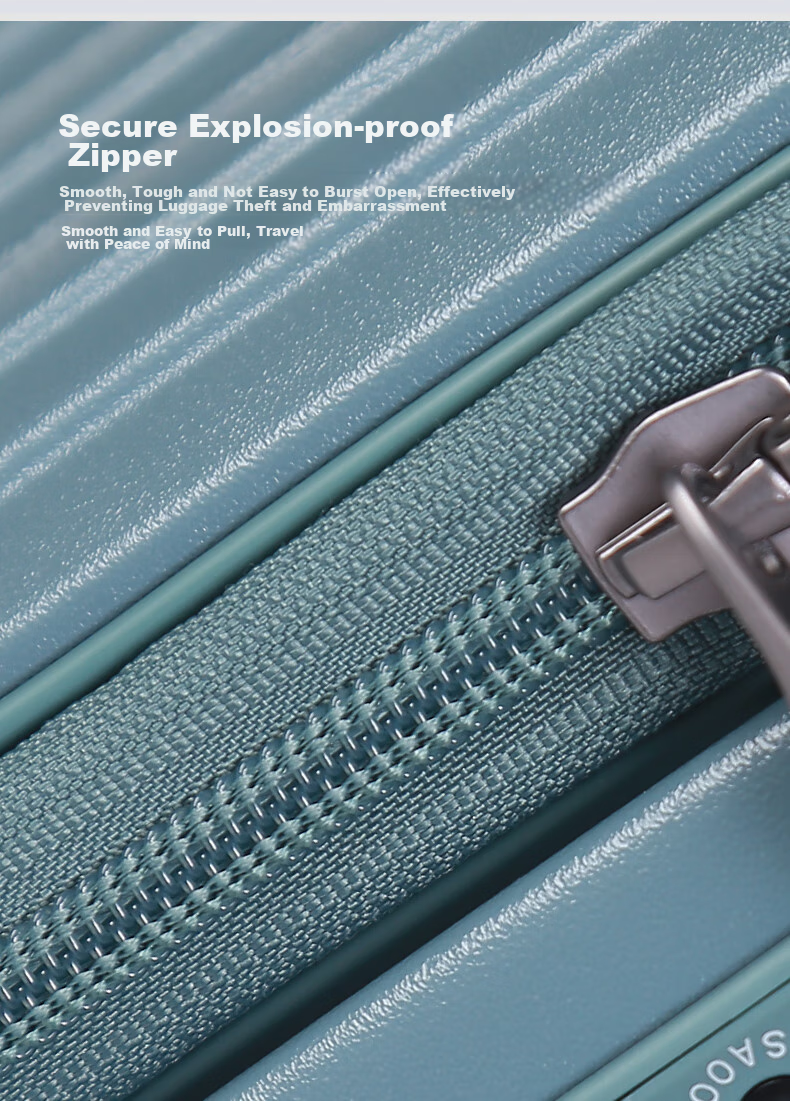 CROWN Zipper Aluminum Frame Suitcase, Carry-On Luggage, Large Capacity Front-Opening Case, Small Size 5278-20 Beige 8