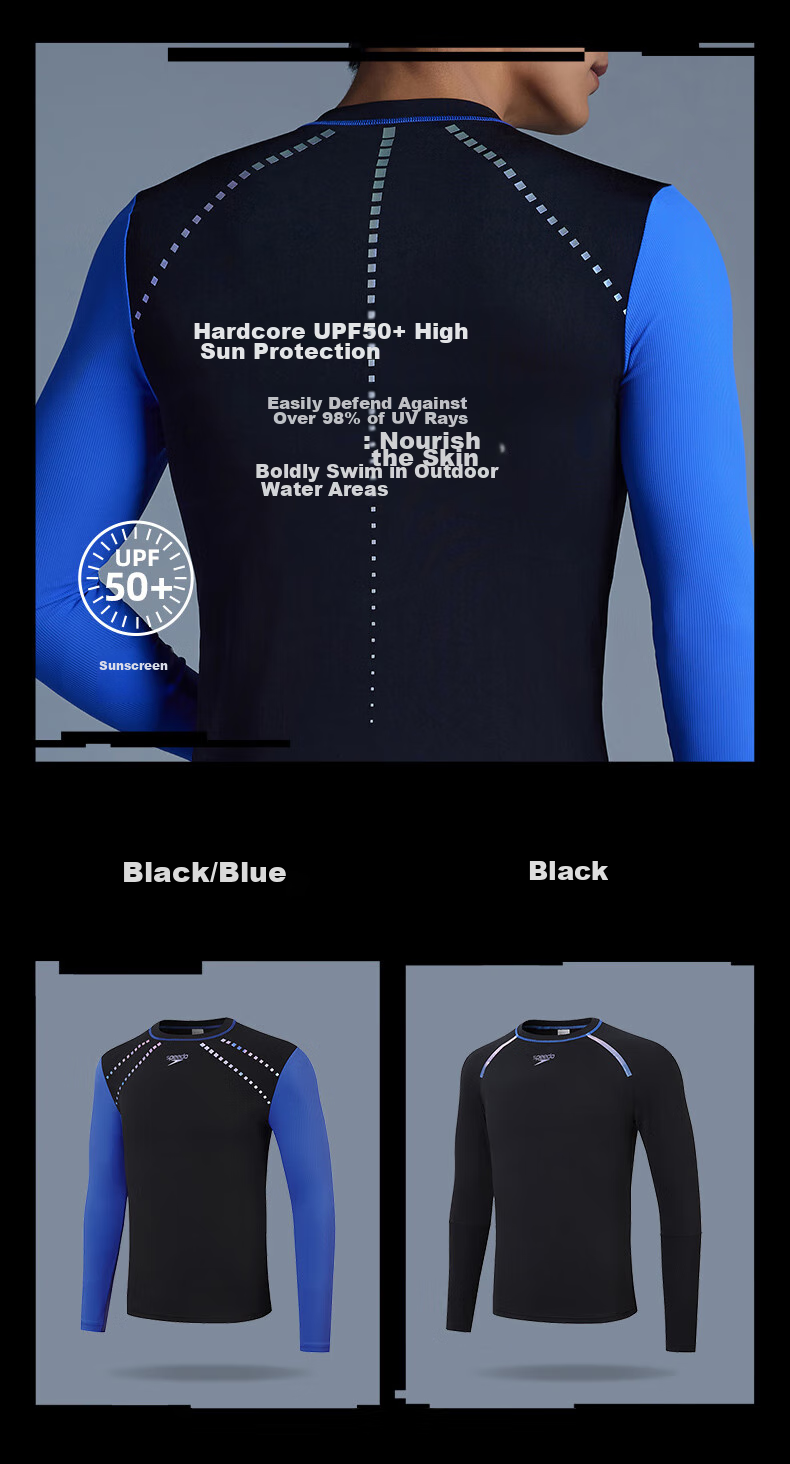 Speedo [Wang Shun's Choice], Electric Matrix Black Label Hero5.0 Shark Skin Long Sleeve Swimwear for Men, Racing Training, Size L 6