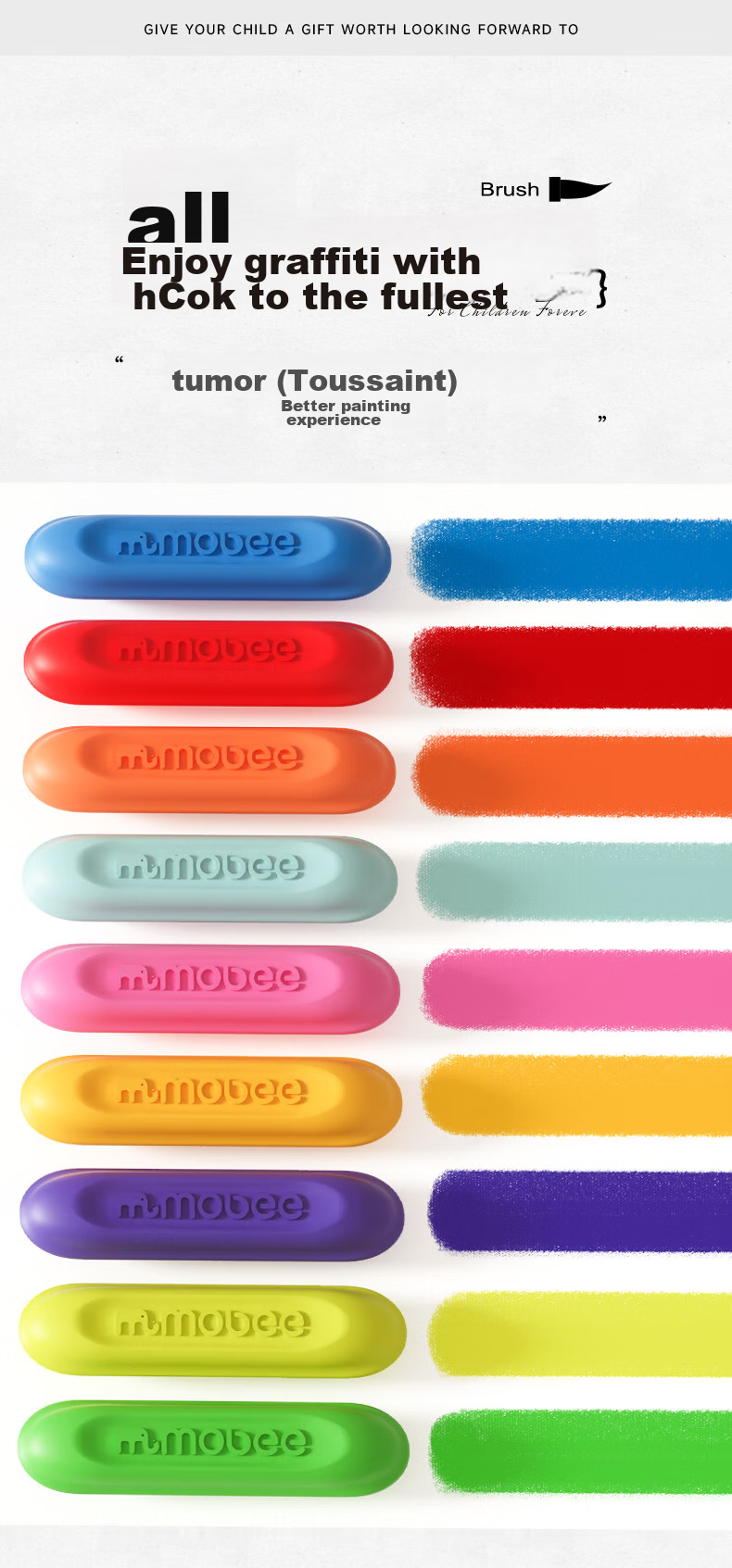 Mobee Triangular Crayons for Children's Drawing And Oil Painting, Art Supplies, 24 Colors MOA-0015, Travel Gift for National Day Outings, Educational Tool 12