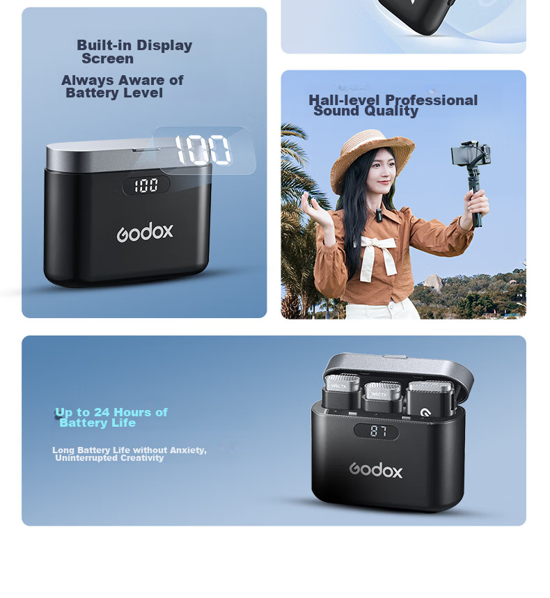 Godox WES1 Wireless Lavalier Microphone with Lightning Connector, Small Bee Audio Recorder, Outdoor Noise Reduction, Interview Recording, TikTok Live Streaming Equipment Microphone 5