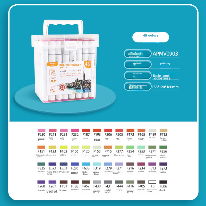 M&G 60-Color Dual-Tip Alcohol-Based Quick-Drying Markers, Fiber Pens, Oil-Based Watercolor Pens, Drawing Pens, Graffiti Pens, Single Box APMV0904 Watercolor Pens for Art Educatio