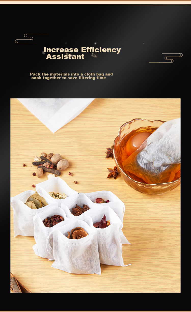 SHUANG YU Non-Woven Filter Bags Tea Bags Chinese Medicine Bags Marinade Bags 100 Disposable Herbal Medicine Bags Spice Pouches Drawstring Style 9