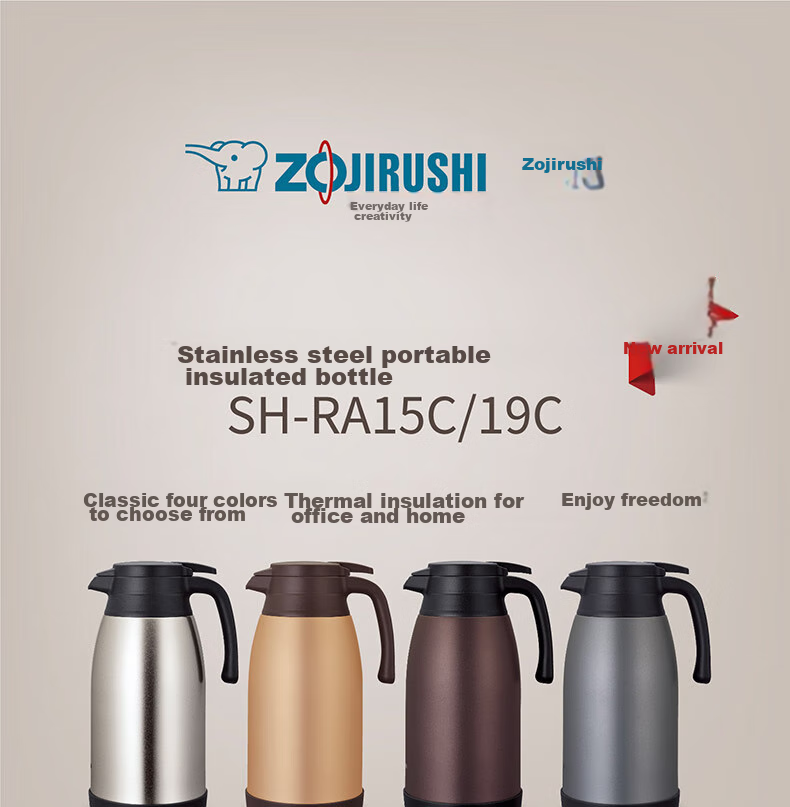 ZO JIRUSHI Insulated Bottle, Large Capacity, 304 Stainless Steel, Insulated for Home And Office Use, Portable Water Bottle, Hot Water Thermos, RA1.5L 1